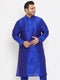 Vastramay Men's Plus Size Blue Silk Blend Kurta
